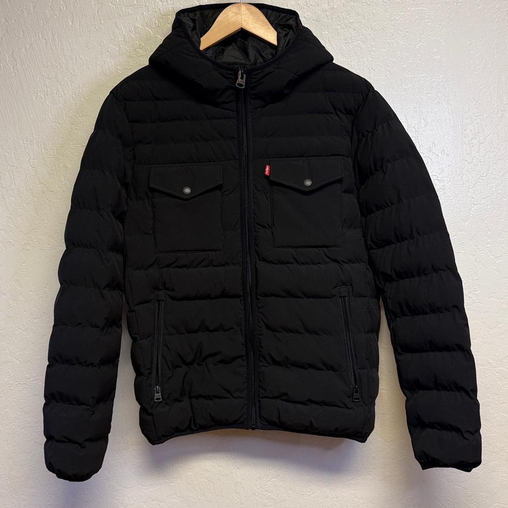 Men's Levi's Stretch Two Pocket Quilted Hooded Puffer Jacket